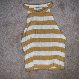 Yellow and white halter tank top